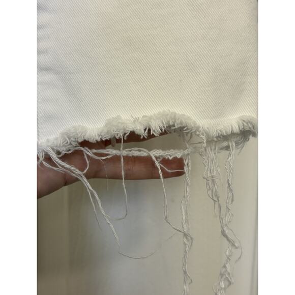 Paige Cindy Crop White Denim Jeans Raw Hem High Rise Size 26 Stretch - Picture 6 of 6